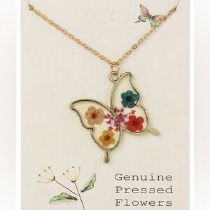 Hand Crafted Butterfly Bouquet Dried Flower Necklace